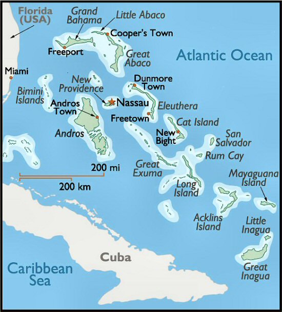 A. The two most popular destinations in The Bahamas 