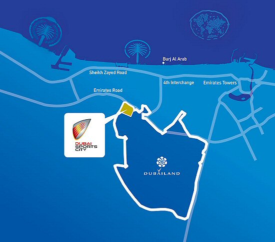 the world dubai map. Dubai Sports City will be the