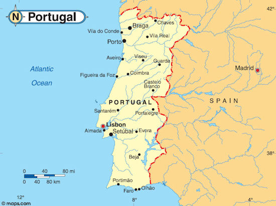 map of portugal. the south of Portugal just
