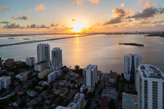 Sunset as seen from the viewpoint of Elysee Miami residences.