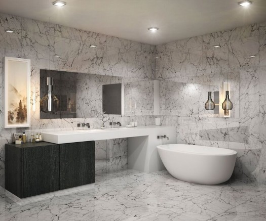 One of the many luxuries at Aurora will be the spa-like bathrooms in the condos. 