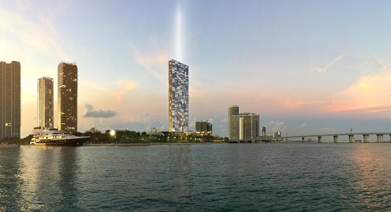 Arquitectonica designed the tower to maximize views of Biscayne Bay. 