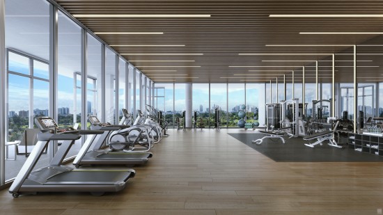 The light-filled fitness center will have state-of-the-art equipment. 