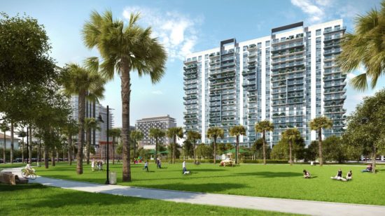 The condos at 5350 Park will overlook the public park at Downtown Doral.